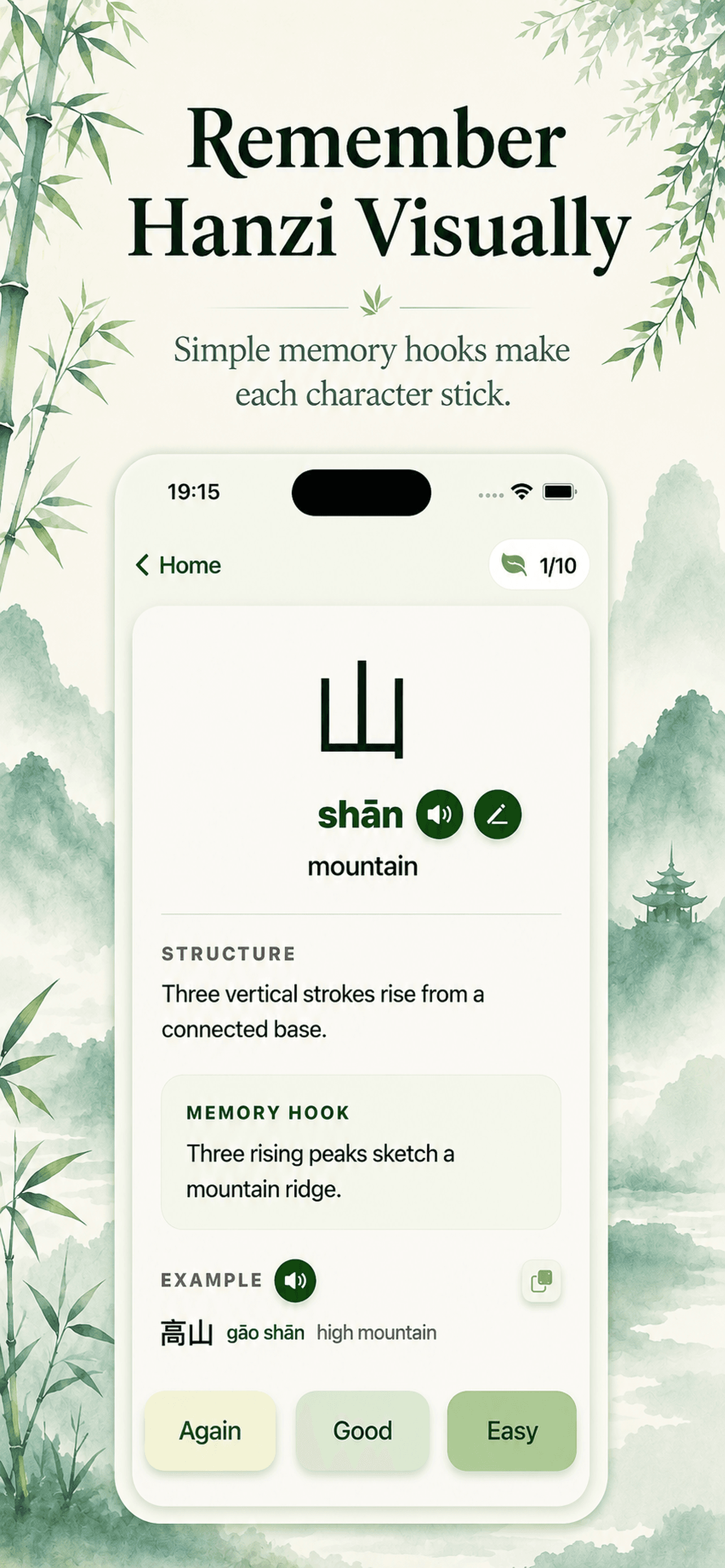 Remember Hanzi visually with character structure and memory hooks